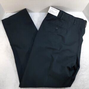 Paul Fredrick Pants Mens 46x35 Black Flat Front Dress Cotton Tailored Fit NWT